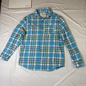 Disney Cakeworthy Alice in Wonderland Wildflower Plaid Flannel Shirt Blue Medium